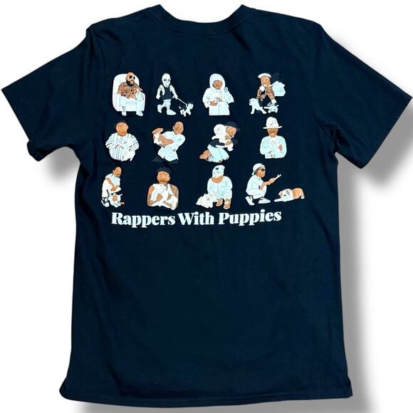 Dog Limited T-Shirt Mens Rappers with Puppies Black Graphic Print Tee Size S - Picture 1 of 5
